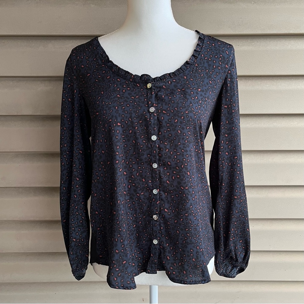 •Anthropologie Dolan• Marilyn Leopard Print Long Sleeve Blouse - Size Small - Picture 1 of 10